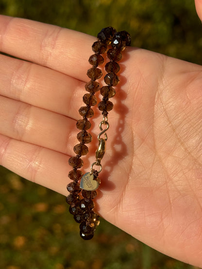 Smoky Quartz Knotted Candy Bead Necklace