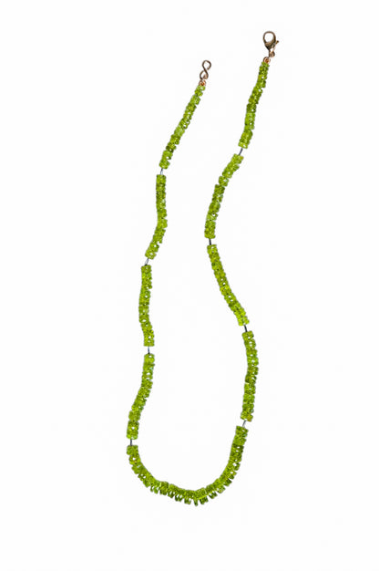 Arizona Peridot Beaded Candy Necklace 18k white & 14k yellow gold