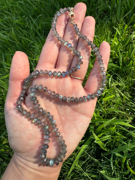 Labradorite Knotted Candy Bead Necklace