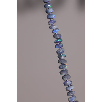  Lightning Ridge Australian Black Opal Bead Strand 14k Knotted Candy Necklace