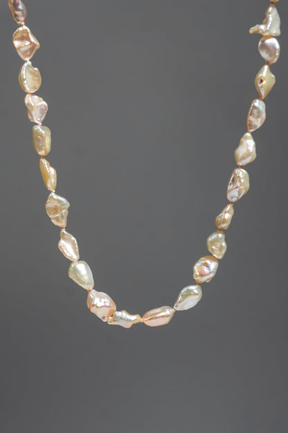 Peachy Keshi Pearl Knotted Necklace blush silk