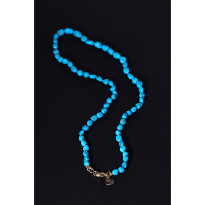 arizona sleeping beauty turquoise oval nuggets and 14k solid gold sleeping beauty mine knotted bead necklace gemstone bead necklace