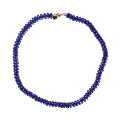 authentic blue lapis lazuli knotted bead gemstone beaded candy necklace 14k gold