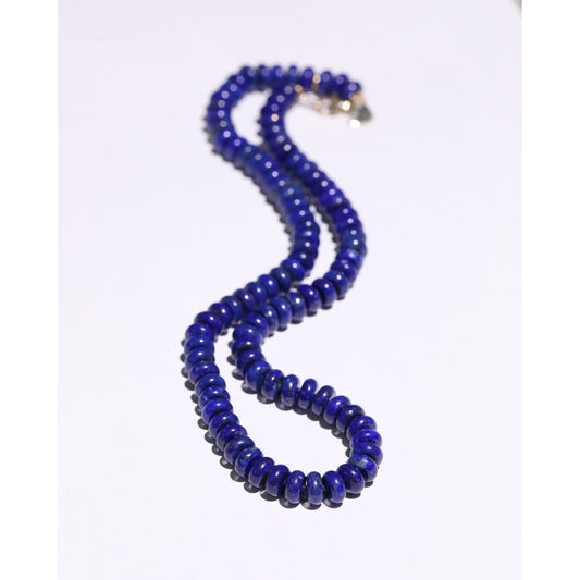 authentic blue lapis lazuli knotted bead gemstone beaded candy necklace 14k gold
