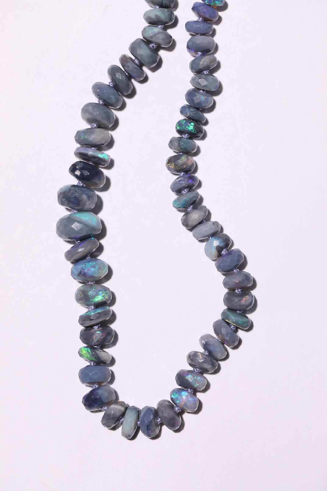 Lightning Ridge Australian Black Opal Knotted Bead Necklace