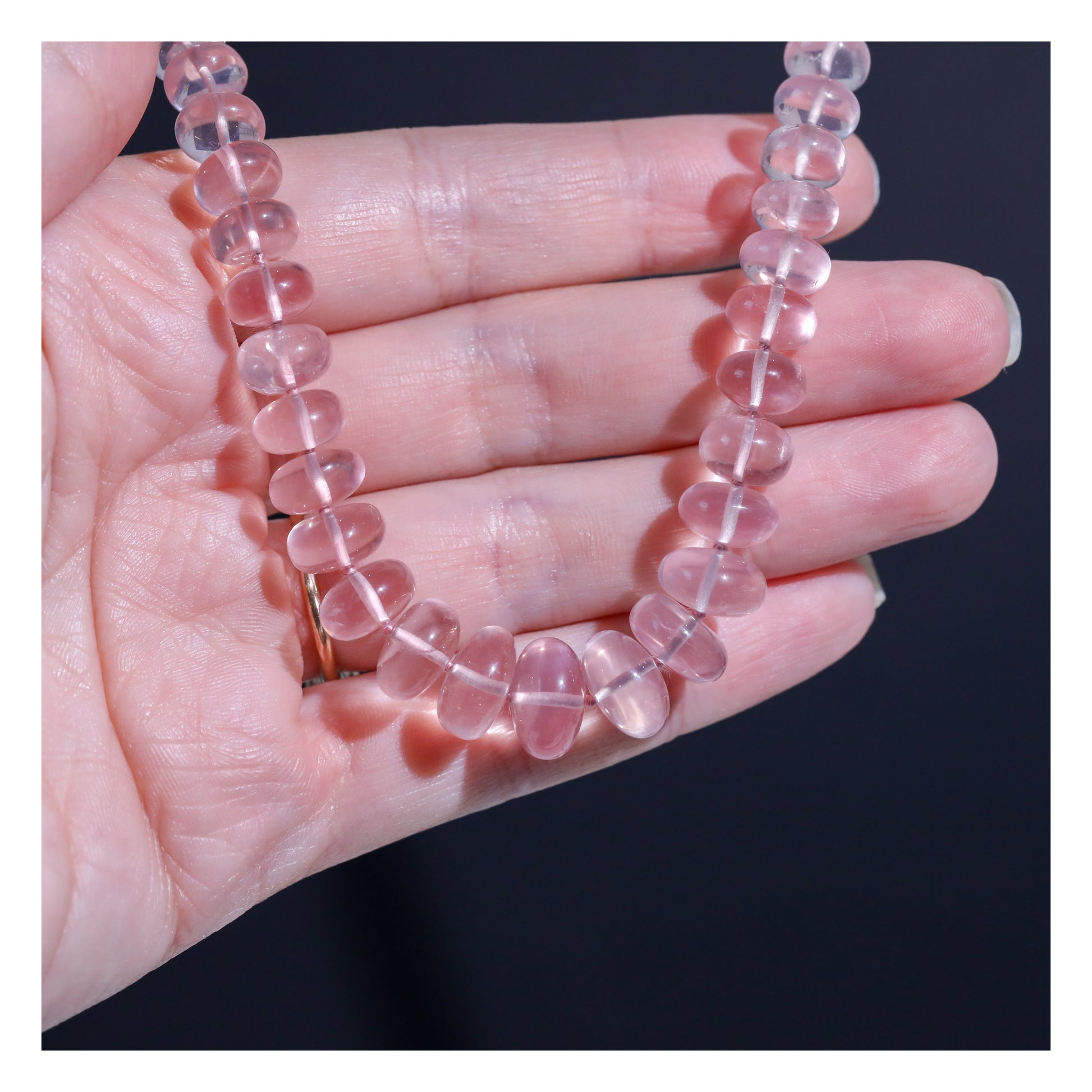 Blush Bubblegum Pink Rose Quartz Beaded Gemstone Candy Necklace