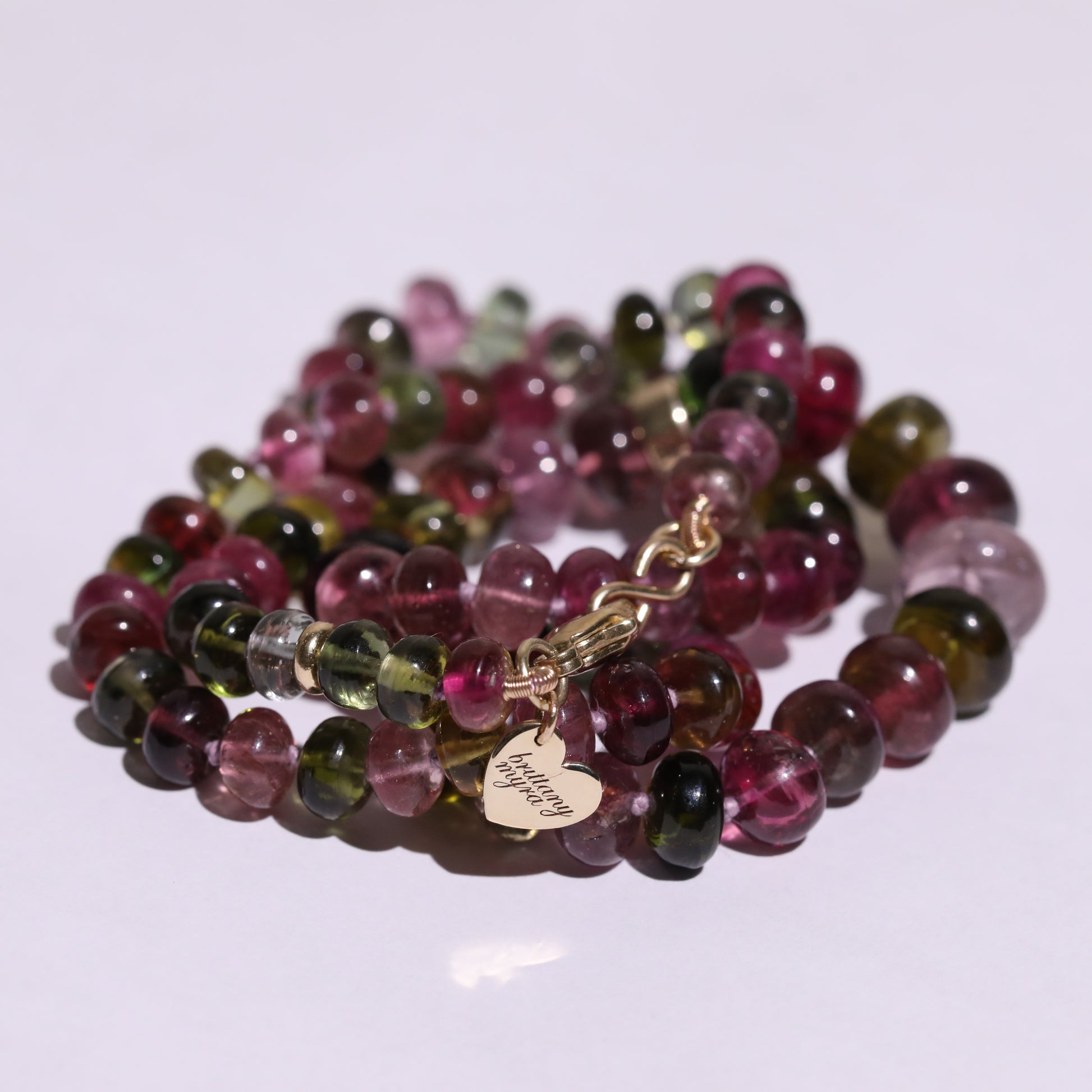 colorful multi tourmaline knotted candy bead necklace beaded gemstone necklaces 14k yellow gold