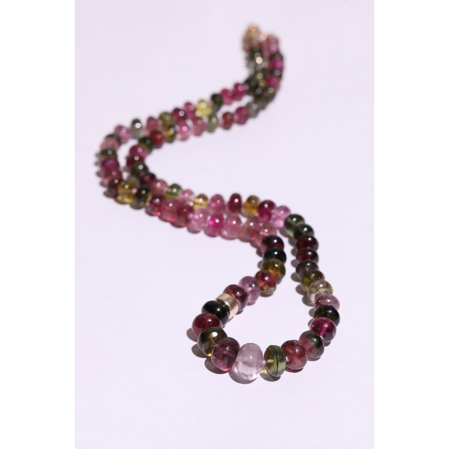 colorful multi tourmaline knotted candy bead necklace beaded gemstone necklaces 14k yellow gold