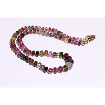 colorful multi tourmaline knotted candy bead necklace beaded gemstone necklaces 14k yellow gold