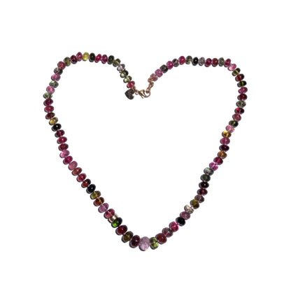 colorful multi tourmaline knotted candy bead necklace beaded gemstone necklaces 14k yellow gold