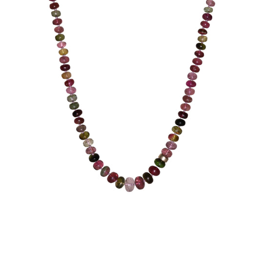 colorful multi tourmaline knotted candy bead necklace beaded gemstone necklaces 14k yellow gold