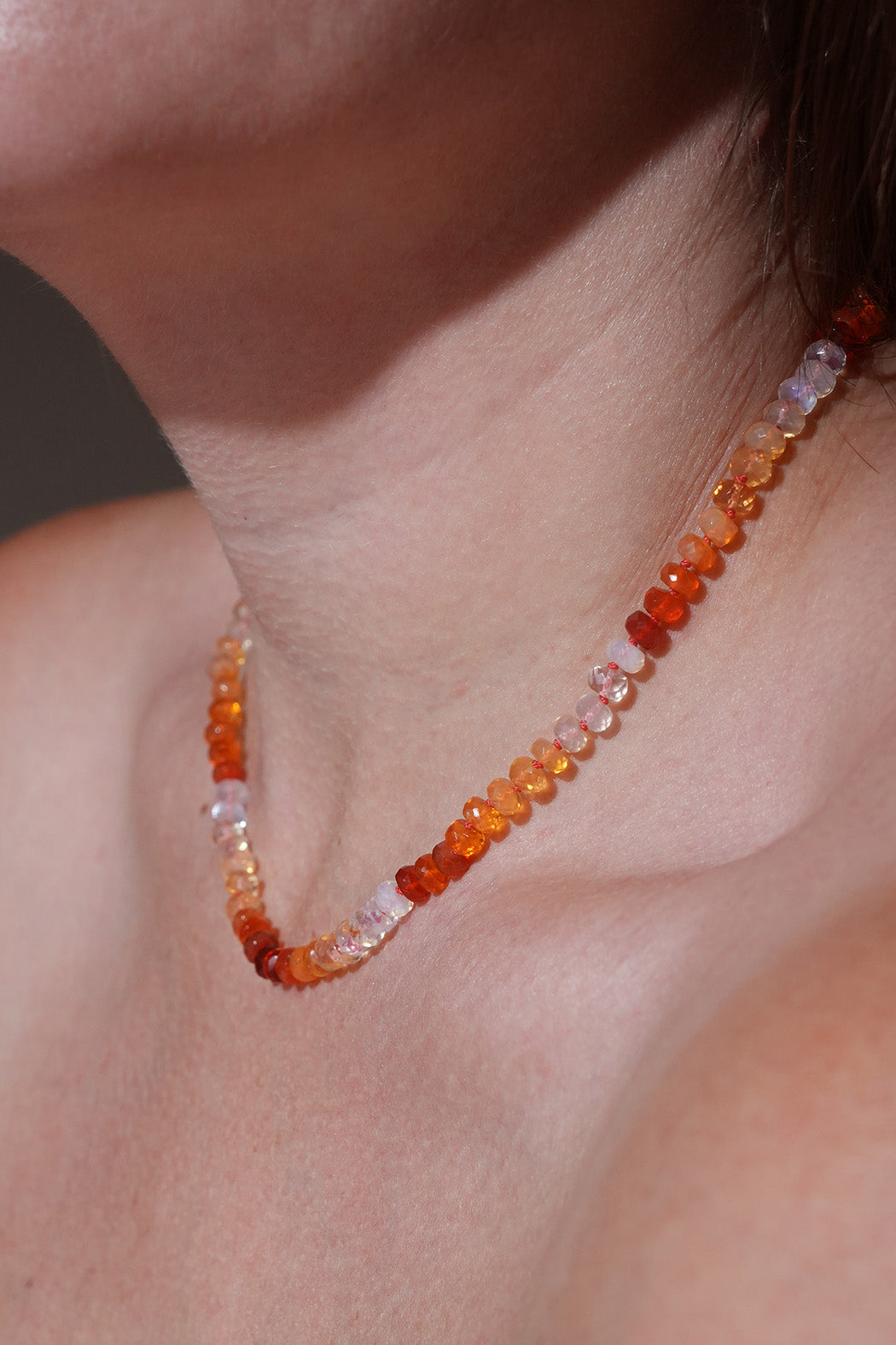 Mexican Fire Opal Knotted Candy Bead Necklace