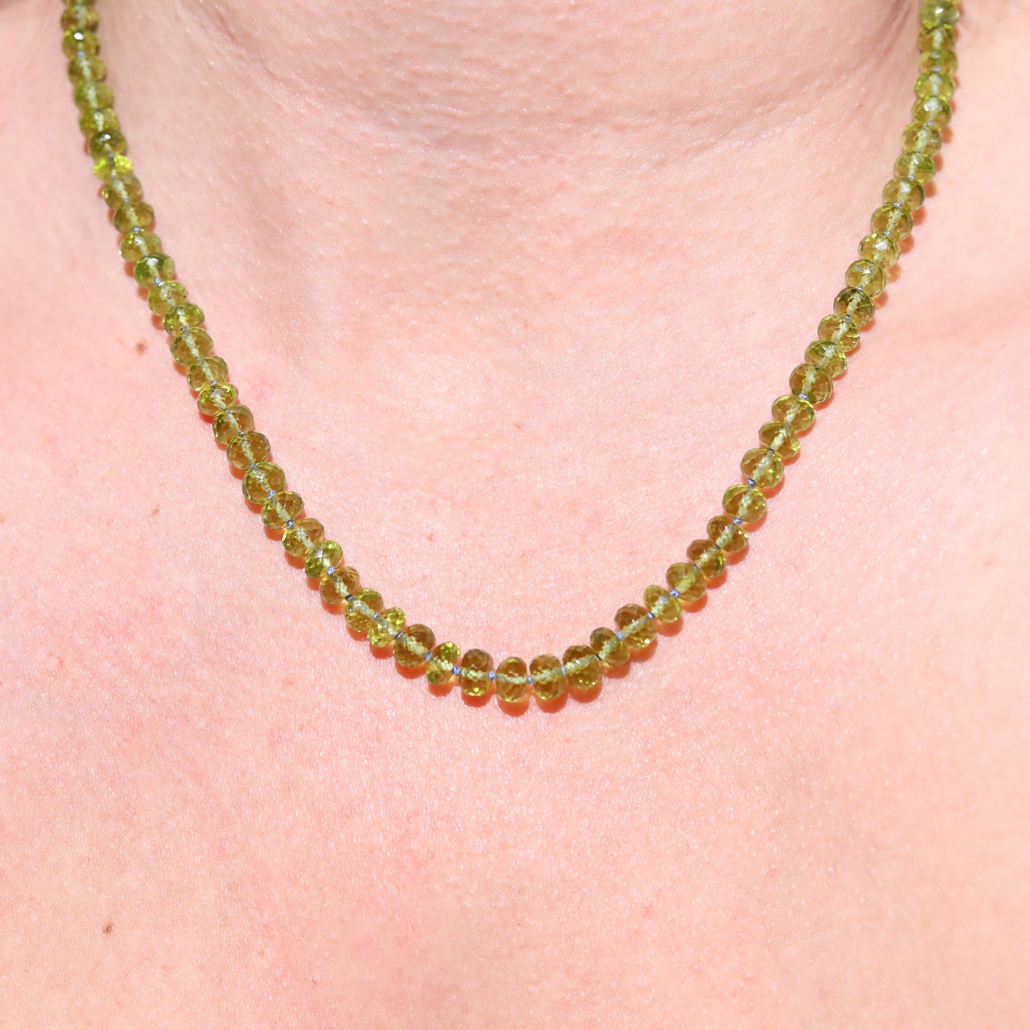 green peridot august birthstone penelope beaded candy necklace gemstone peridot rondelles 14k gold