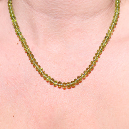 green peridot august birthstone penelope beaded candy necklace gemstone peridot rondelles 14k gold