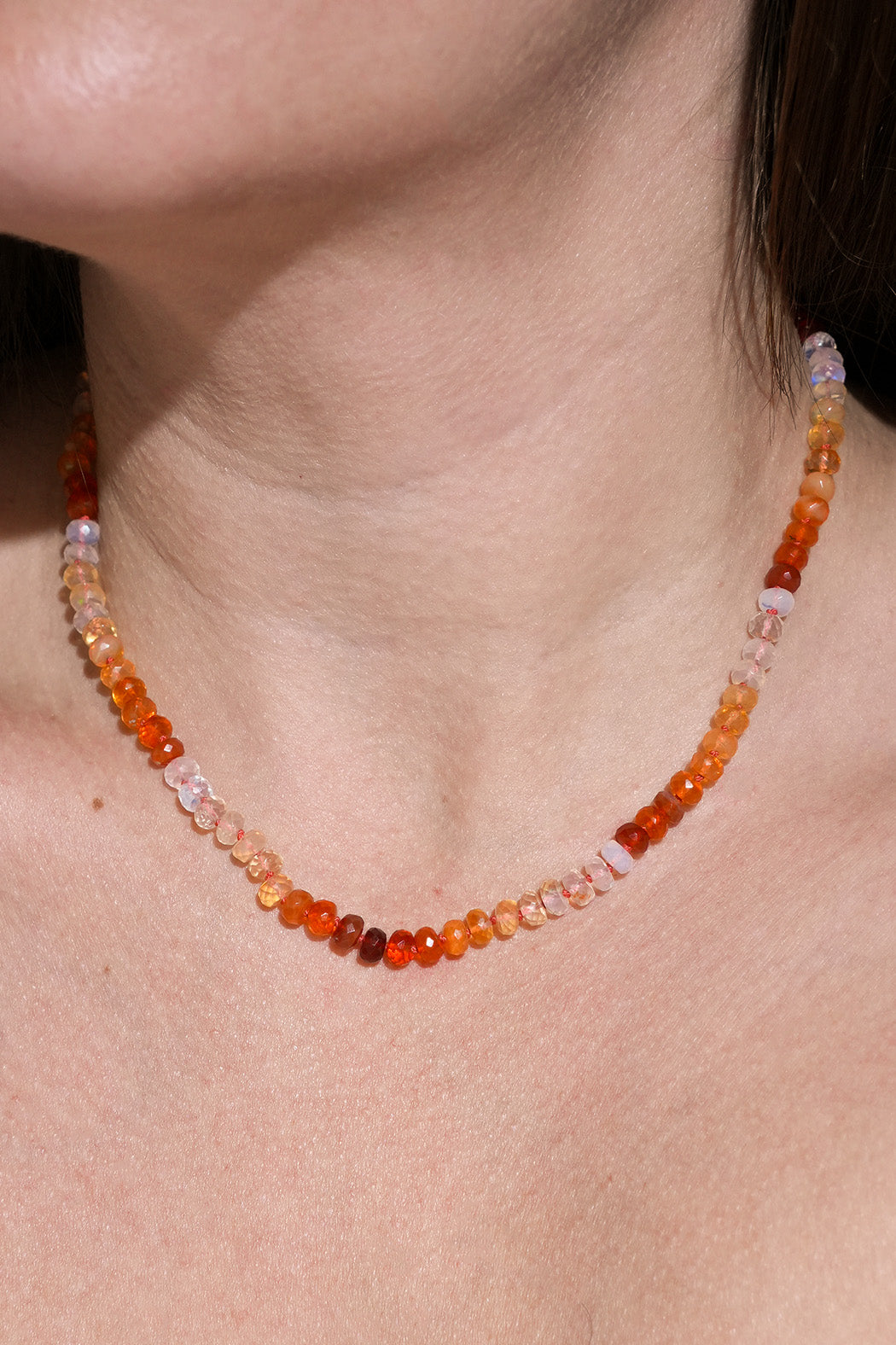 Mexican Fire Opal Knotted Candy Bead Necklace