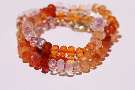 Mexican Fire Opal Knotted Candy Bead Necklace