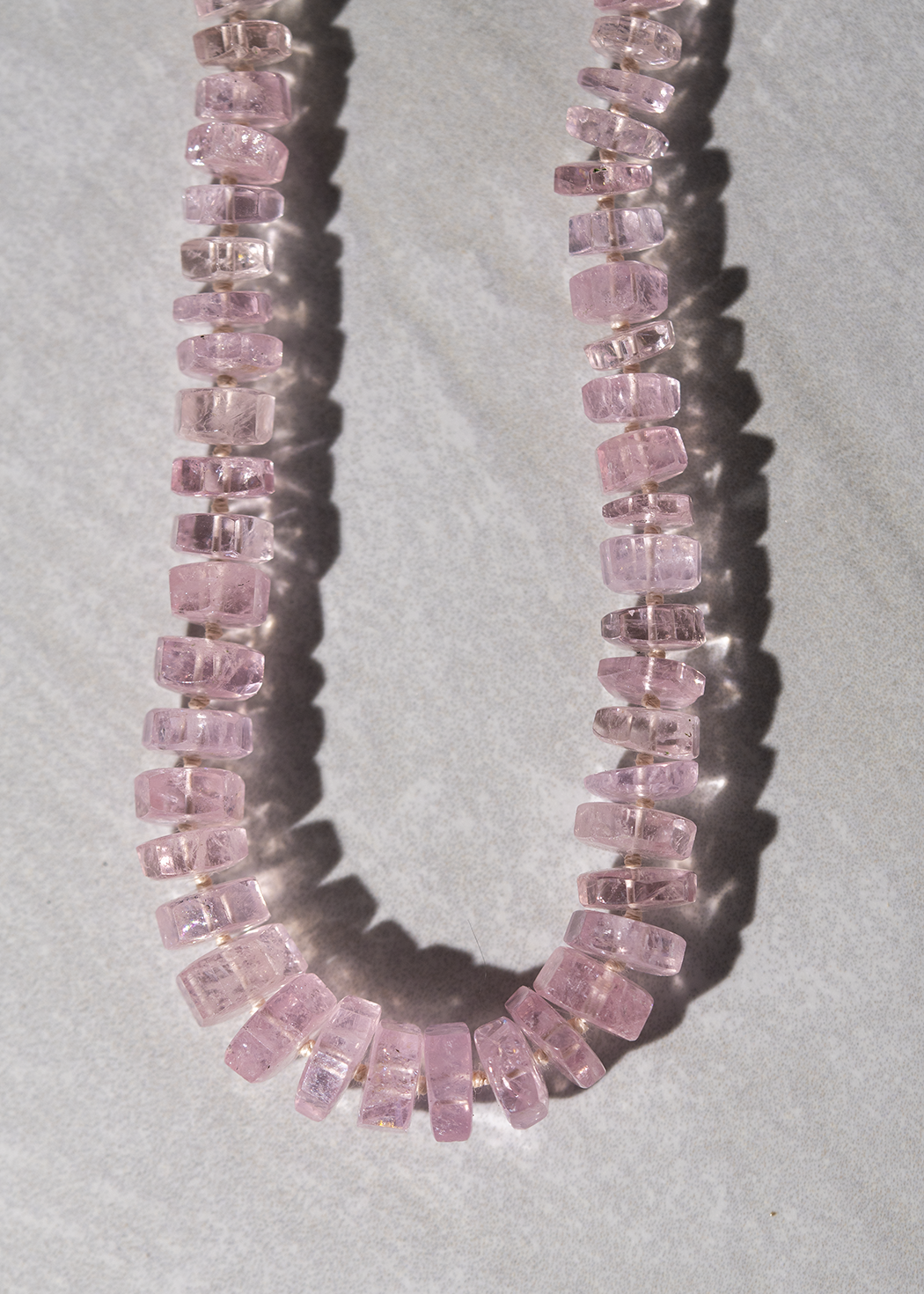 Rose Gold and Amethyst Candy Gemstone Necklace Hand Knotted store on Lilac Purple Silk