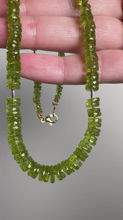 Arizona Peridot Beaded Candy Necklace 18k white & 14k yellow gold